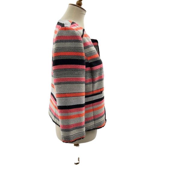 Halogen Petite Women's L Striped Cropped Blazer Jacket Multicolor - Picture 6 of 8